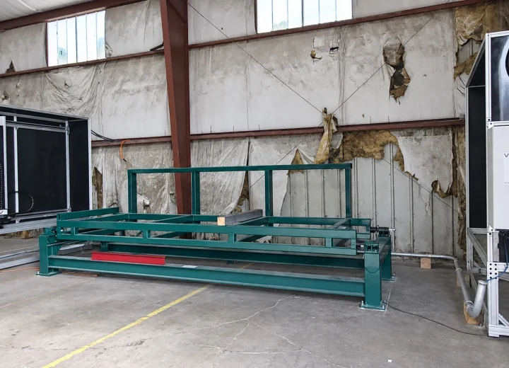VisionTallyHD platform and scanner enclosures installed in a sawmill