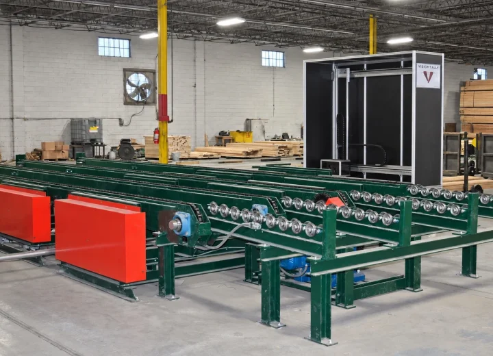 Unloaded VisionTallyHD chain-feed installation showing the conveyor and scanner enclosure