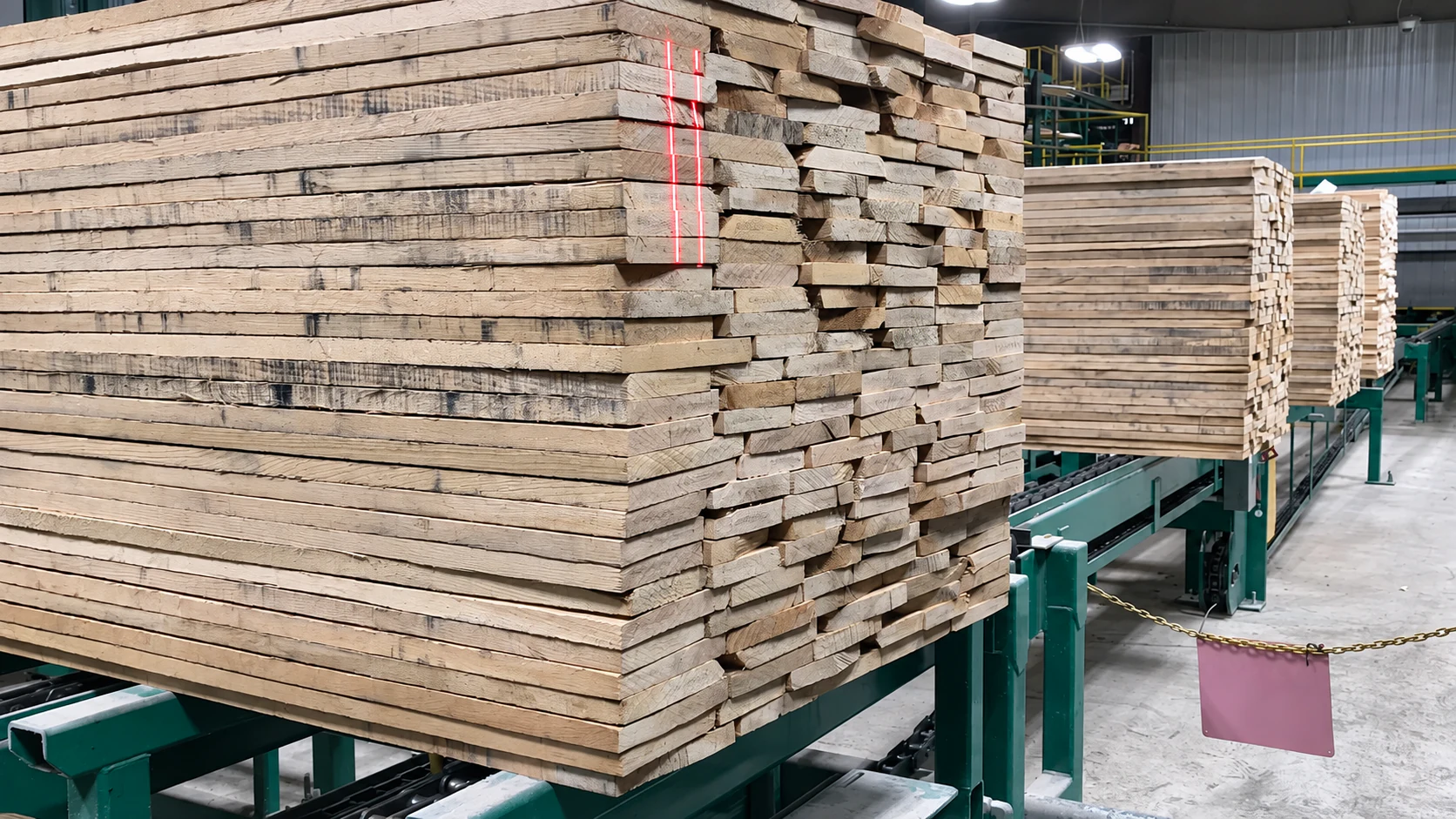 Lumber bundle being scanned by VisionTallyHD