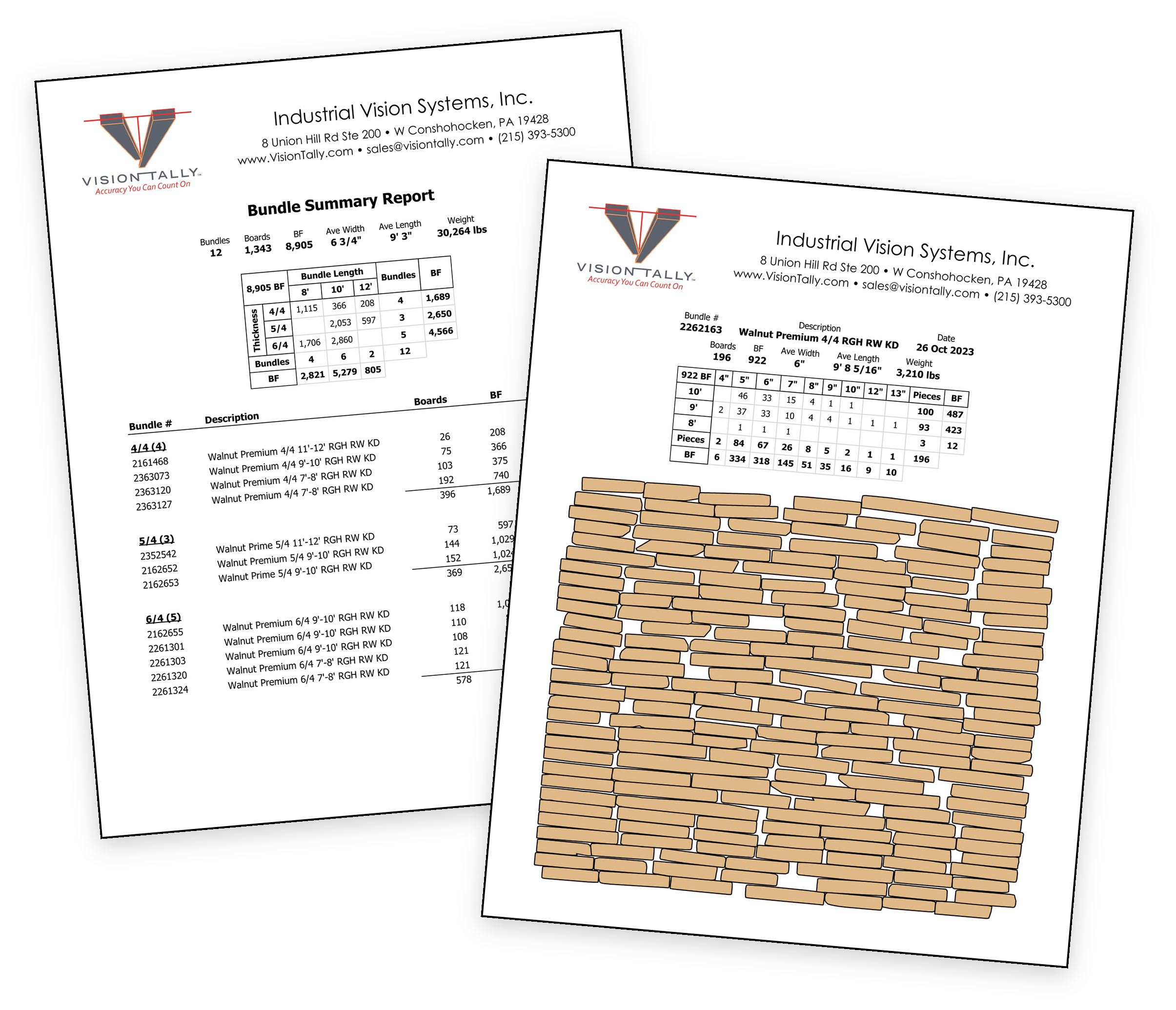 Tally report and bundle summary report with thin black page borders